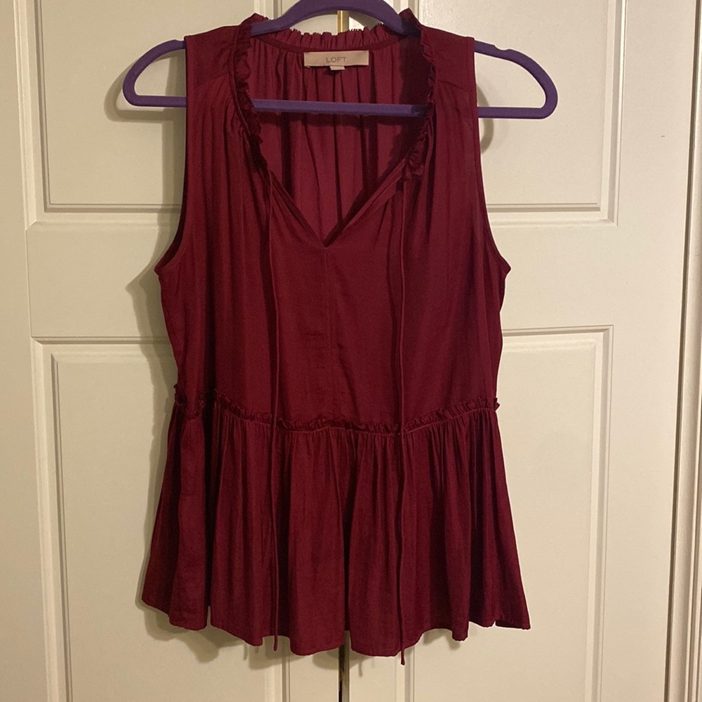 Burgundy peplum swing top